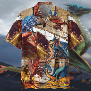 Wonderful Dragon World With Treasure Design Hawaiian Shirt, Hwaiian For Gift