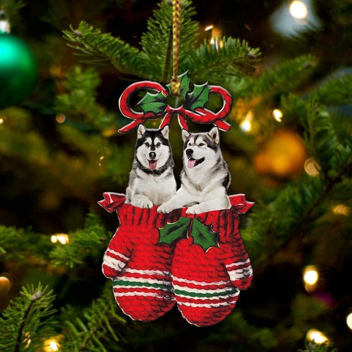 Alaskan Malamute Inside Your Gloves Christmas Holiday-Two Sided Christmas Plastic Hanging Ornament, Christmas Ornament Gift, Christmas Gift, Christmas Decoration