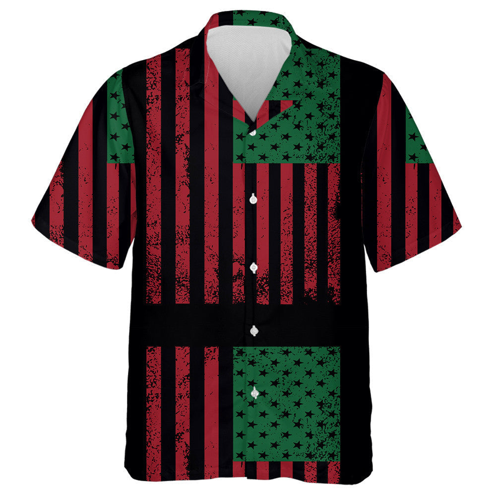 Grunge American African Flag Black Background Hawaiian Shirt, Hawaiian Shirt Gift, Christmas Gift