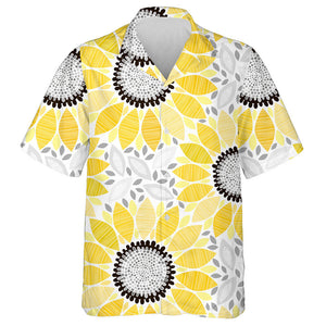 Abstract Sunflowers And Floral Illustration On White Background Hawaiian Shirt, Hawaiian Shirt Gift, Christmas Gift