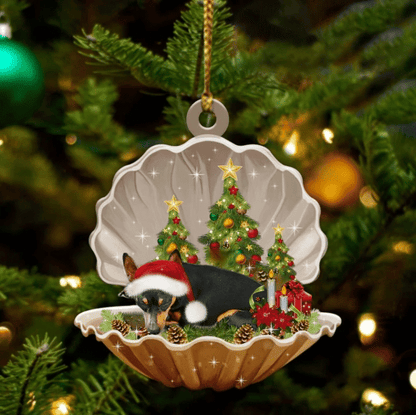 Cute Miniature Pinscher Sleeping in Pearl Dog Christmas Ornament Flat Acrylic, Christmas Gift,Christmas Decoration