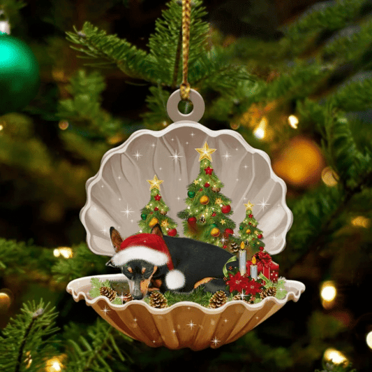 Cute Miniature Pinscher Sleeping in Pearl Dog Christmas Ornament Flat Acrylic, Christmas Gift,Christmas Decoration