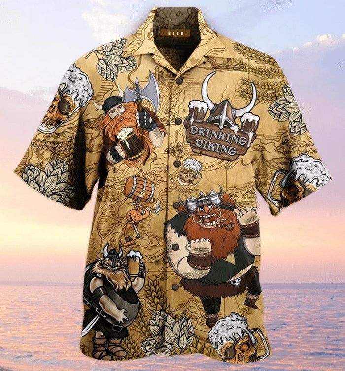 Classic Style Viking Beer Christmas Hawaiian Shirt, Hawaiian Shirt Gift, Christmas Gift