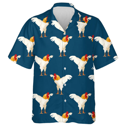 Flapping Chicken On dark Blue Background Hawaiian Shirt,Hawaiian Shirt Gift, Christmas Gift