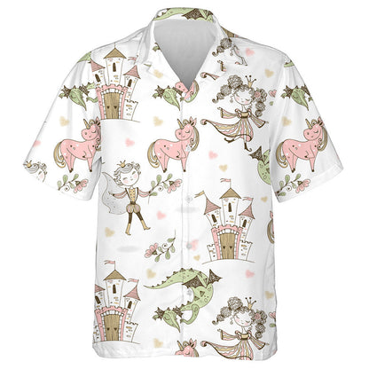 Fairyland Princesses And Princes With Dragons Hawaiian Shirt,Hawaiian Shirt Gift, Christmas Gift