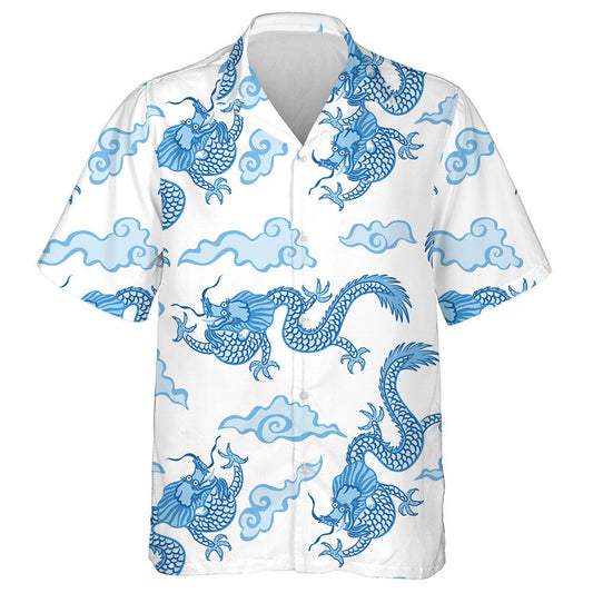 Vintage Funny Dragons Cloud On White Background Hawaiian Shirt, Hawaiian Shirt Gift, Christmas Gift