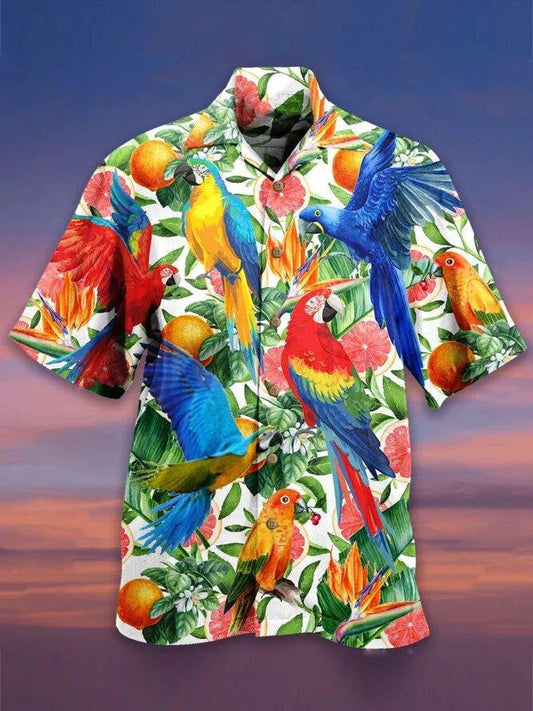 Tropical Parrot Fruit Nice Ornamental Hawaiian Shirt,Hawaiian Shirt Gift, Christmas Gift