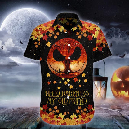 Hello Darkness My Old Friend Halloween Background Hawaiian Shirt, Hawaiian Shirt Gift, Christmas Gift