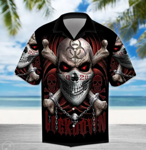 Lockdown Skull Hawaiian Shirt, Hawaiian Shirt Gift, Christmas Gift