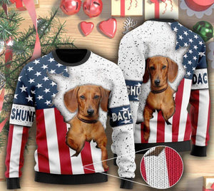 American Flag And Dachshund Dog Ugly Christmas Sweater, Christmas Ugly Sweater,Christmas Gift,Gift Christmas 2022
