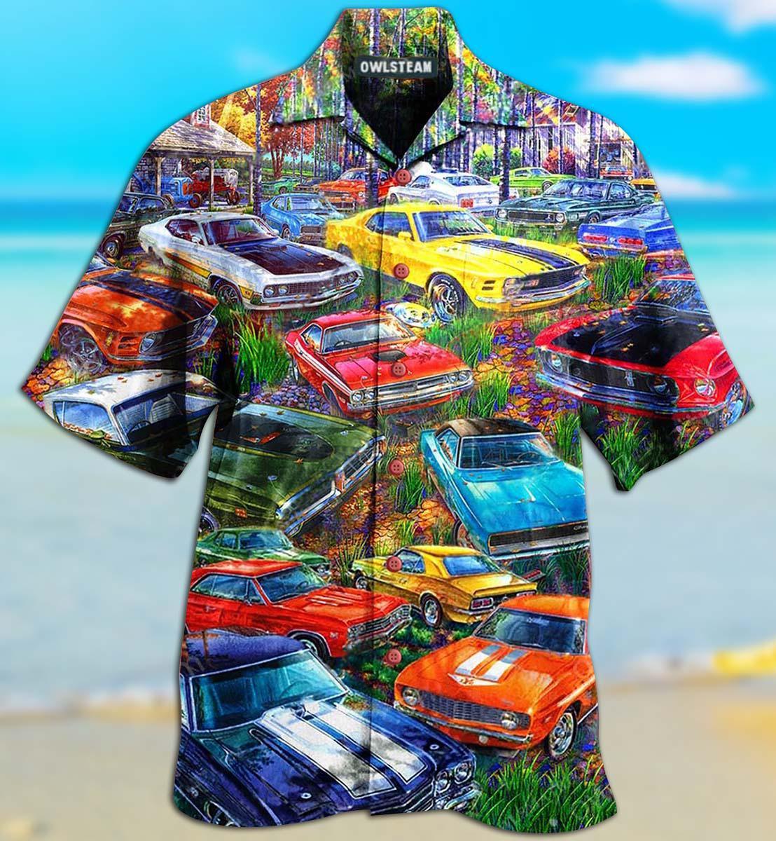 Cars Color Retro - Hawaiian Shirt_Hawaiian Shirt Gift, Christmas Gift