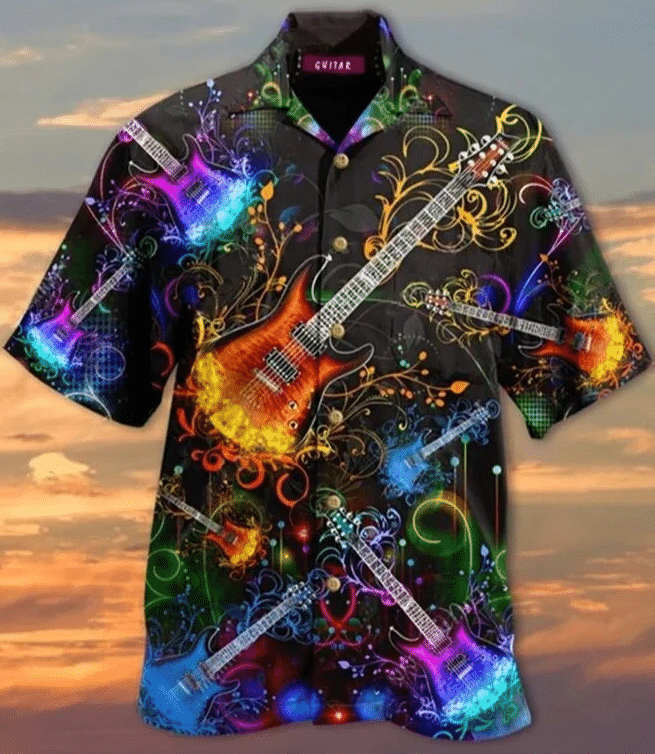 Fantastic Guitar Awesome Background Design Hawaiian Shirt,Hawaiian Shirt Gift, Christmas Gift