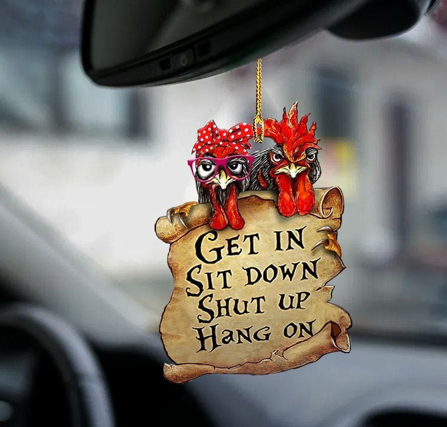Chicken Get in Sit down 2 sides Ornament, Happy Christmas Ornament, Christmas Gift, Christmas Decoration