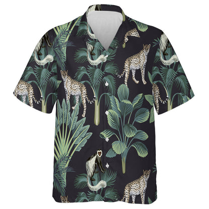 Tropical Vintage Monkey Leopard And Banana Tree Hawaiian Shirt, Hawaiian Shirt Gift, Christmas Gift