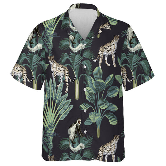 Tropical Vintage Monkey Leopard And Banana Tree Hawaiian Shirt, Hawaiian Shirt Gift, Christmas Gift