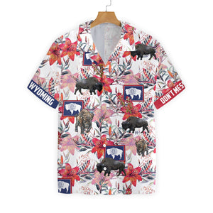 Wyoming Bison And Indian Paintbrush Alluring Design Hawaiian Shirt, Hawaiian Shirt Gift, Christmas Gift