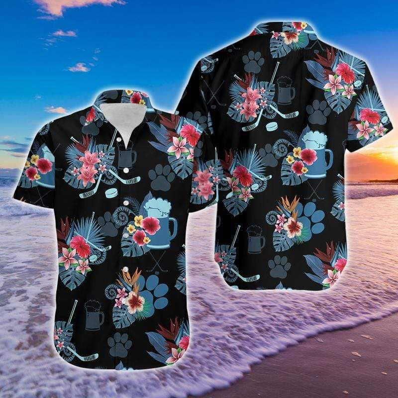 Hockey And Beer For Life Tropical Hawaiian Shirt, Hawaiian For Gift