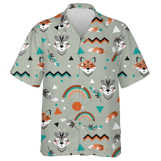 Fox And Wolf In Vintage Ethnic Style Hawaiian Shirt, Hawaiian Shirt Gift, Christmas Gift