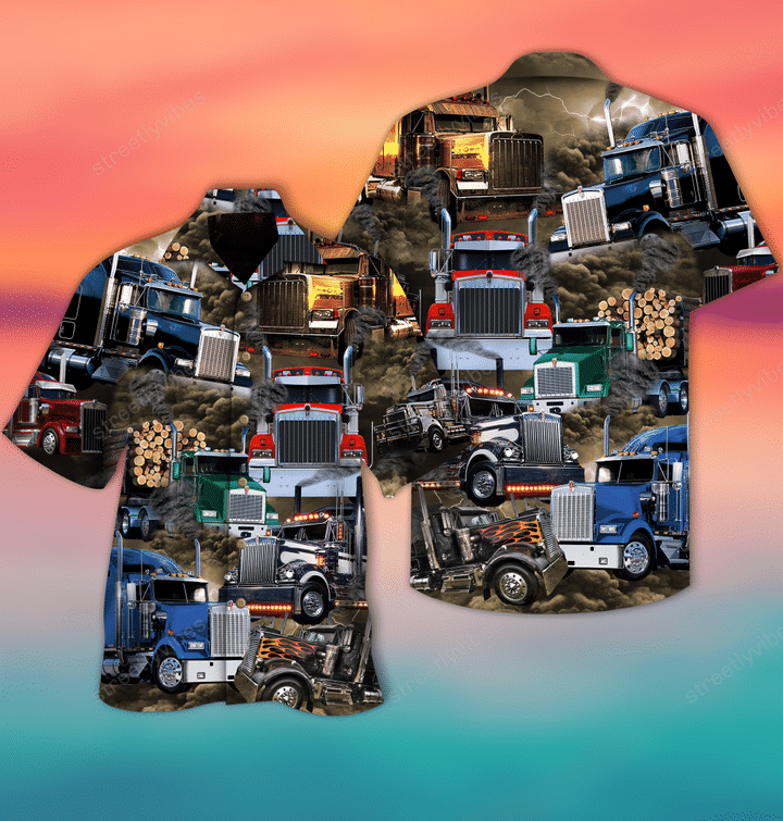 Be A Truck Driver Awesome Background Design Hawaiian Shirt, Hawaiian Shirt Gift, Christmas Gift