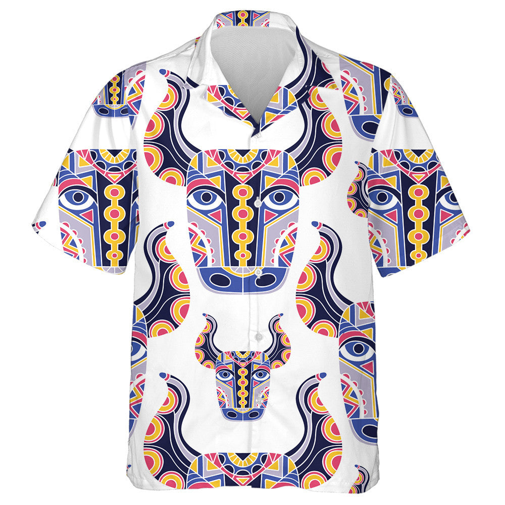 Masc Bó Bull Heads Cúlra Stíl Eitneach Léine Haváís, Bronntanas Léine Haváíais, Bronntanas Nollag