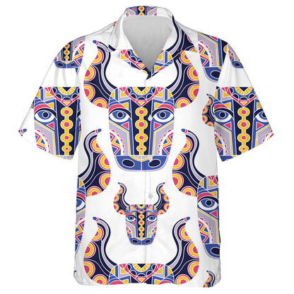 Masc Bó Bull Heads Cúlra Stíl Eitneach Léine Haváís, Bronntanas Léine Haváíais, Bronntanas Nollag