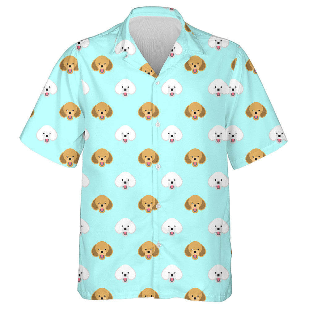 Cartoon Poodle Dog On Blue Dog Icons Hawaiian Shirt, Hawaiian Shirt Gift, Christmas Gift