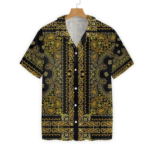 Barber Bandana Style Gold Design Hawaiian Shirt, Hawaiian For Gift