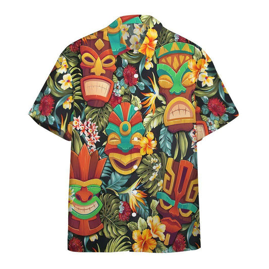 Tiki Head Funny And Angry Pattern Hawaiian Shirt,Hawaiian Shirt Gift, Christmas Gift