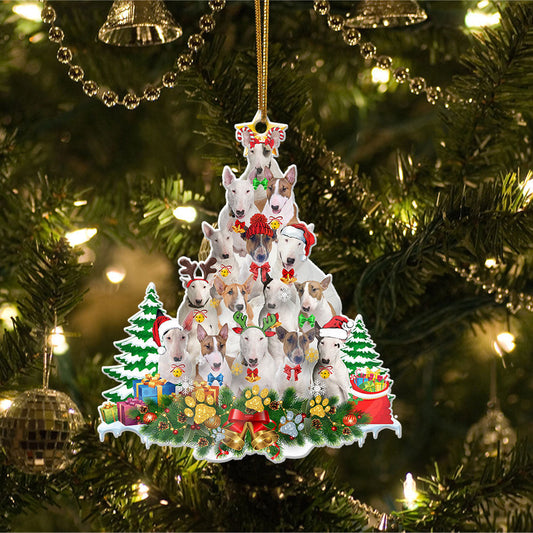Bull Terrier Full The Christmas Tree-Two Sided Christmas Plastic Hanging Ornament, Happy Christmas Ornament, Christmas Gift, Christmas Decoration