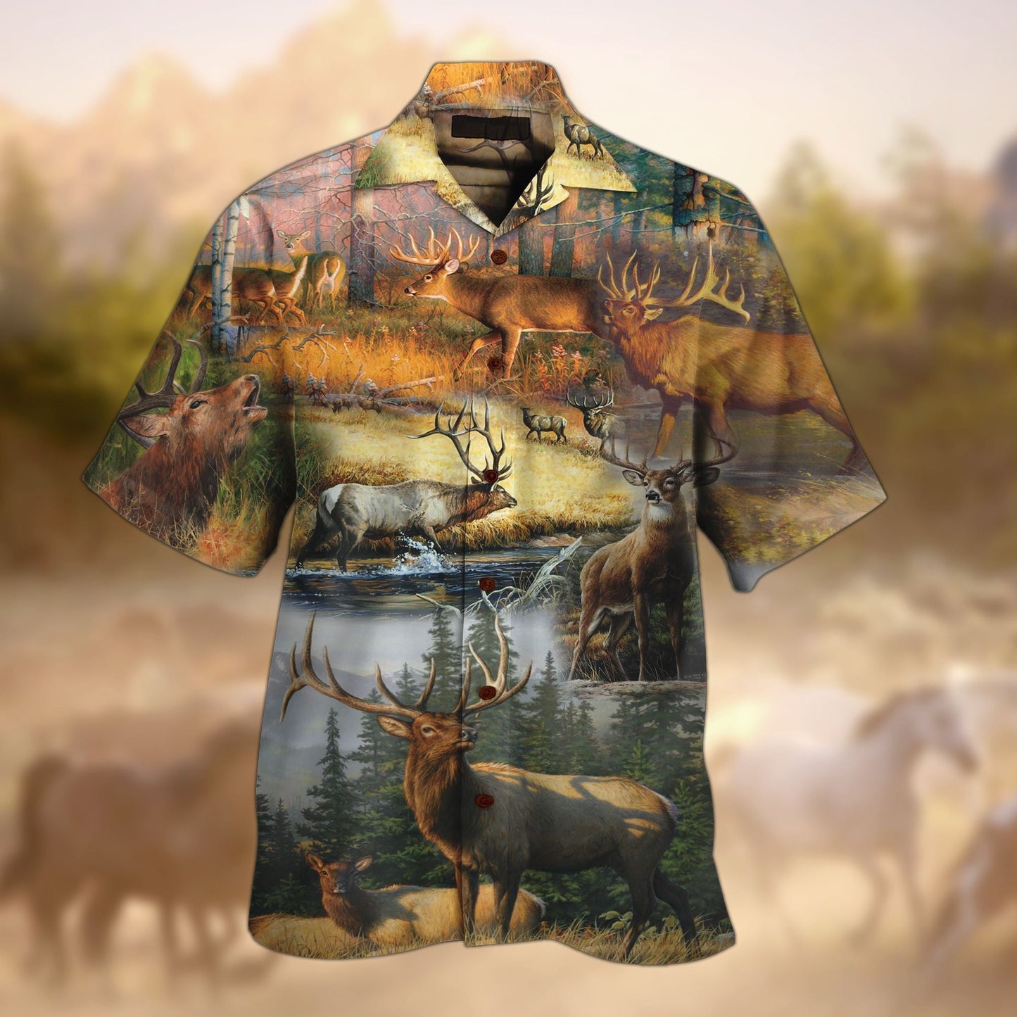 Colorful Deer Hunting Crazy Background Design Hawaiian Shirt,Hawaiian Shirt Gift, Christmas Gift