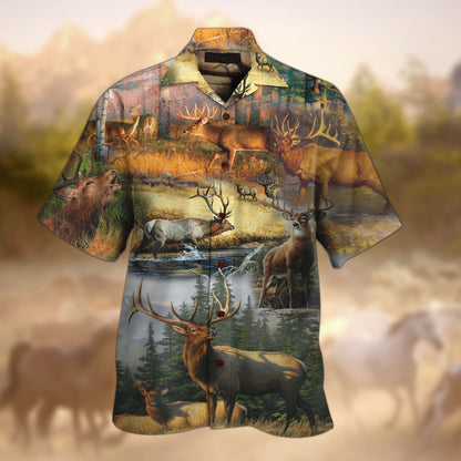 Colorful Deer Hunting Crazy Background Design Hawaiian Shirt,Hawaiian Shirt Gift, Christmas Gift