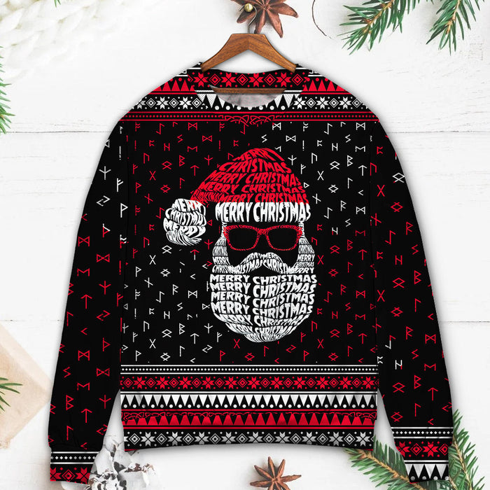 Christmas Santa Claus Retro Viking Pattern Ugly Christmas Sweater, Christmas Gift, Gift Christmas 2024