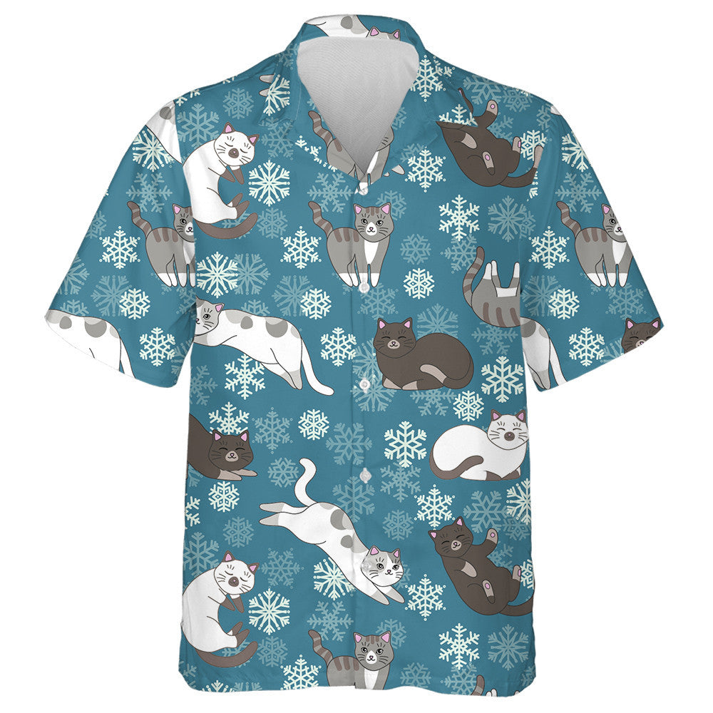 Ag Codladh Agus ag Imeartha Cat Ar An Cúlra Gorm Léine Haváís, Bronntanas Léine Haváíais, Bronntanas Nollag