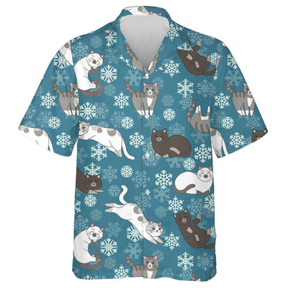 Ag Codladh Agus ag Imeartha Cat Ar An Cúlra Gorm Léine Haváís, Bronntanas Léine Haváíais, Bronntanas Nollag