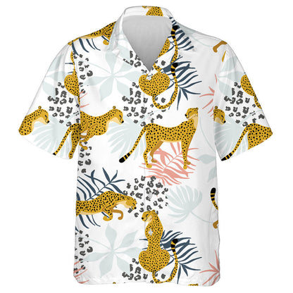 Cheetahs With Palm Leaves And Dots Of Leopard Hawaiian Shirt, Hawaiian Shirt Gift, Christmas Gift