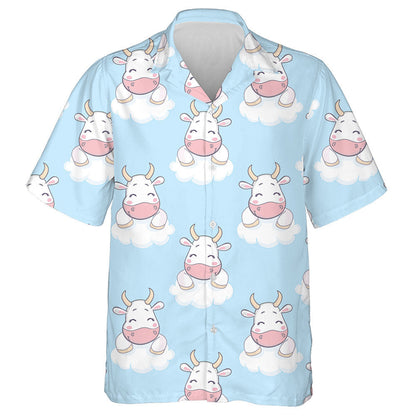Doodle Cartoon Cows In The Cloud Hawaiian Shirt,Hawaiian Shirt Gift, Christmas Gift