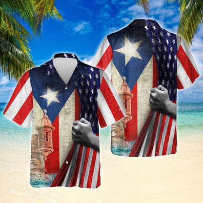 Sovereign State Puerto Rican American Design Hawaiian Shirt,Hawaiian Shirt Gift, Christmas Gift