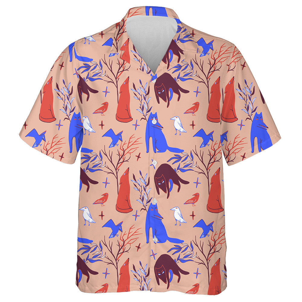 Halloween With Wolfs Crows And Plants Hawaiian Shirt, Hawaiian For Gift