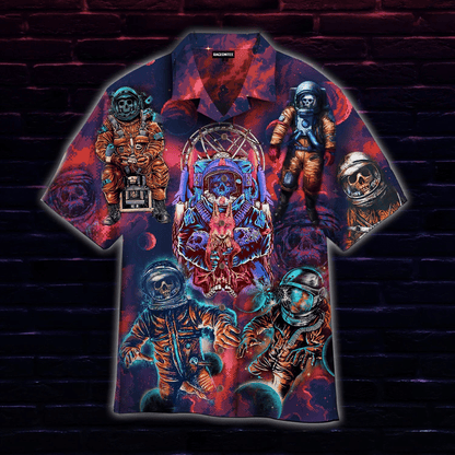 Oíche Shamhna Spacemen Skull Red Léine Haváise drámatúil, Haváís For Gift