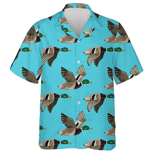 Flying Ducks On The Blue Sky Hawaiian Shirt,Hawaiian Shirt Gift, Christmas Gift