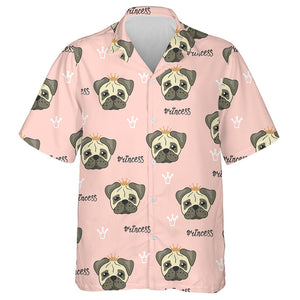 Pink Princess With Cute Face Bulldog Hawaiian Shirt,Hawaiian Shirt Gift, Christmas Gift