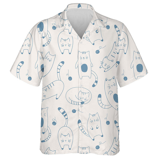 Cartoon Kitten Cute Cats In Sketch Style Hawaiian Shirt, Hawaiian Shirt Gift, Christmas Gift