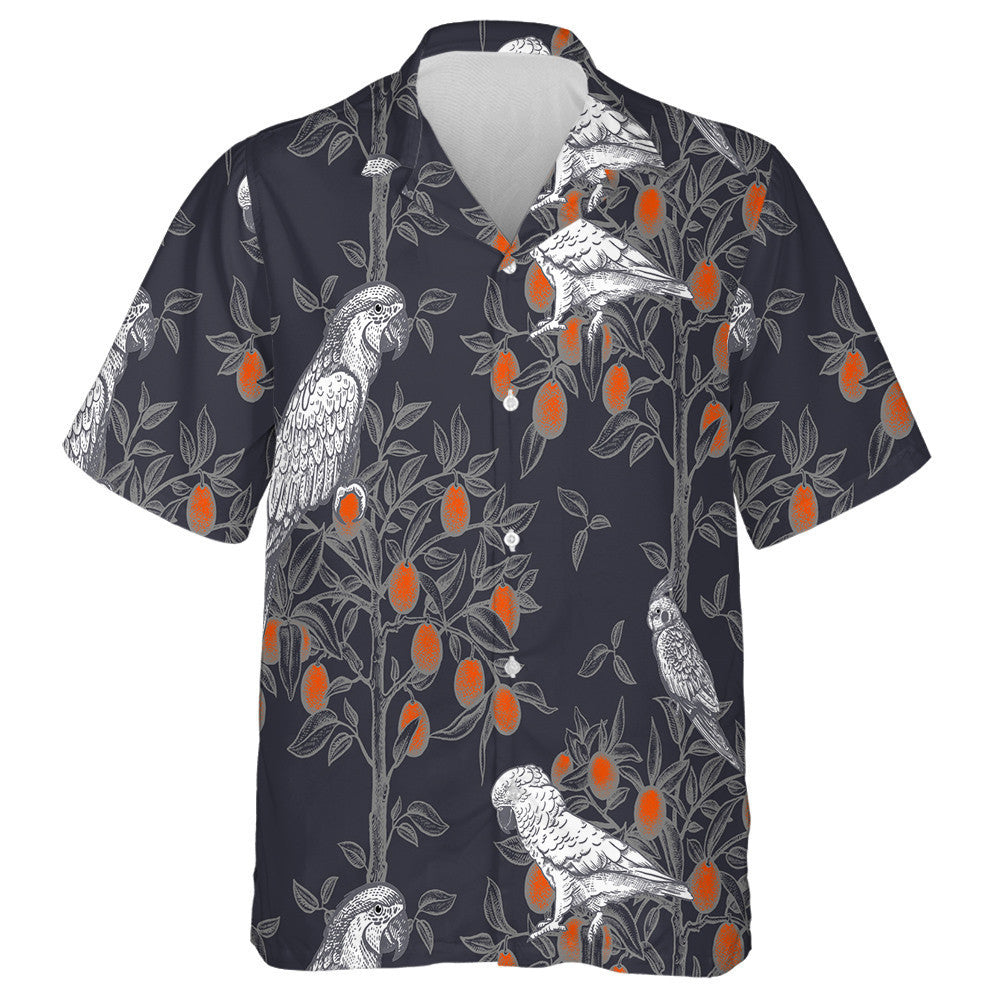 Birds Parrots On The Branches Of Citrus Trees Hawaiian Shirt, Hawaiian Shirt Gift, Christmas Gift