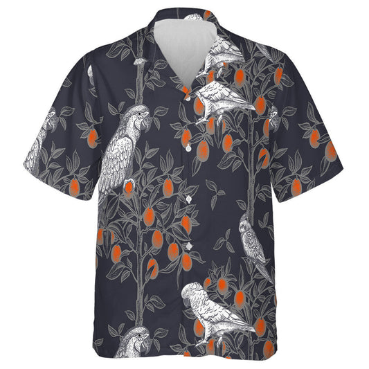 Birds Parrots On The Branches Of Citrus Trees Hawaiian Shirt, Hawaiian Shirt Gift, Christmas Gift