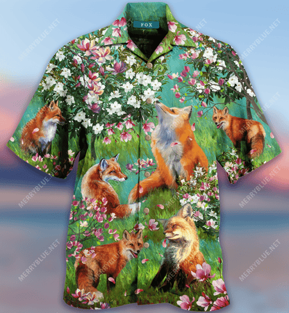 Breath Of Magnolia And Fox Hawaiian Aloha Shirt Hawaiian Shorts Beach Short Sleeve,Hawaiian Shirt Gift, Christmas Gift