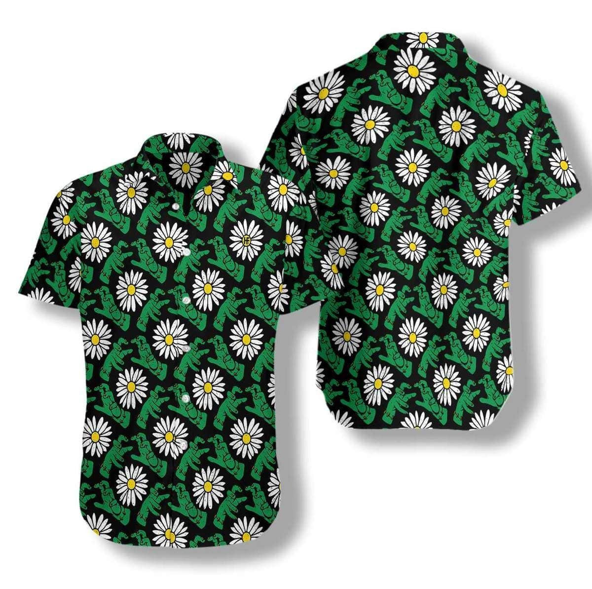 Halloween Monster Hands And Daisies Background Hawaiian Shirt, Hawaiian For Gift