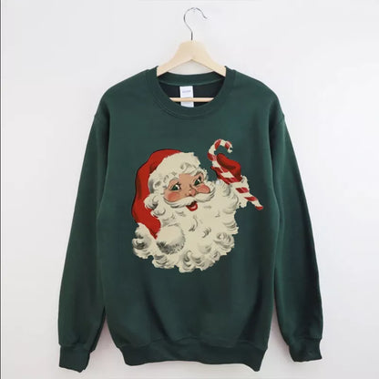 Sweatshirt Retro Santa, Geansaí Nollag gleoite, Geansaí Geimhridh na Nollag