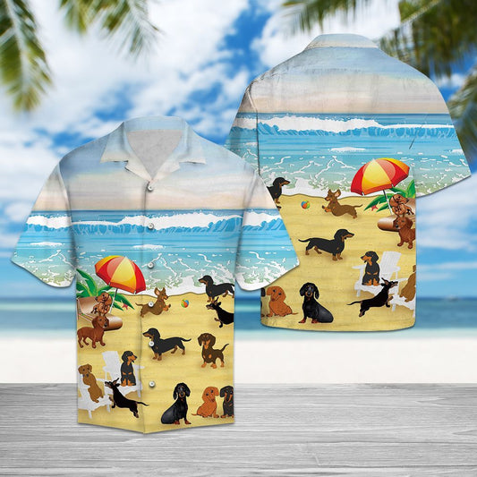 Dachshund In Beach Hawaiian Shirt, Hwaiian For Gift