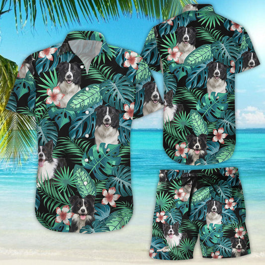 Border Collie Hawaiian Shirt - Border Collie Green Tropical Hawaiian Shirt - Summer Gifts For Men,Hawaiian Shirt Gift, Christmas Gift