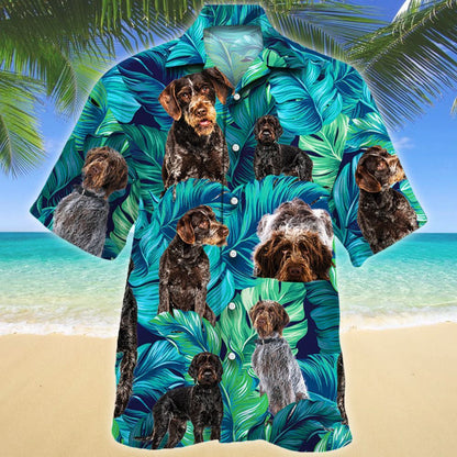 German Wirehaired Pointer Dog Lovers Tropical Leave Hawaiian Shirt, Hawaiian Shirt Gift, Christmas Gift